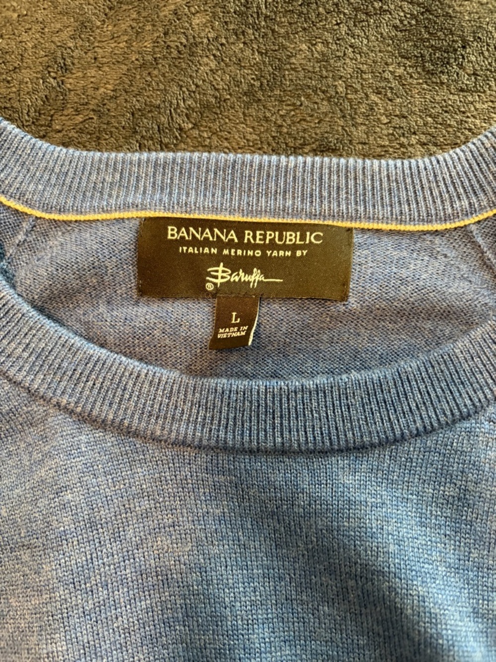 Banana Republic Men's Italian Marino Crewneck Sweater - Blue - Picture 2 of 2